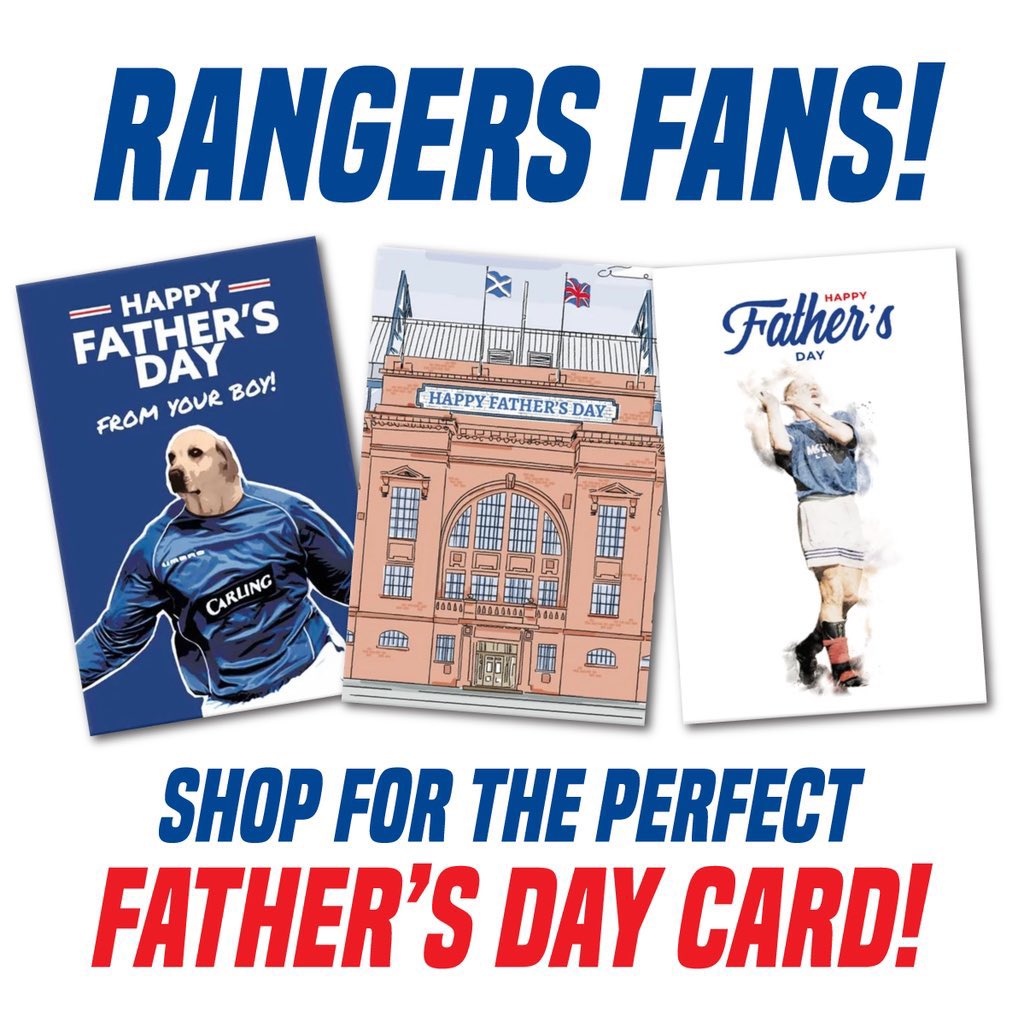 🇬🇧 RANGERS FANS! 🇺🇸

💙 FATHER’S DAY CARD GIVEAWAY!

▶️ Simply LIKE and REPOST to enter.

Winners can choose any card from blueroomart.co.uk 

Three winners picked at random on Saturday after the Champions League Final

Yeehaw! 🤠 

#RangersFC