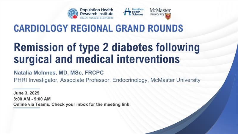 PHRI.ca Population Health Research Institute 🇨🇦 (@phriresearch) on Twitter photo Join us at next week’s #Cardiology Regional Grand Rounds, where PHRI Investigator Natalia McInnes will present “Remission of Type 2 #Diabetes Following Surgical and Medical Interventions.”
<a href="/hvanspall/">Harriette Van Spall, MD MPH 🇨🇦</a> <a href="/machealthsci/">McMaster Health Sciences</a> <a href="/MacHeartFailure/">McMaster Heart Function Education</a> <a href="/MacDeptMed/">McMaster University Department of Medicine</a> #CardioTwitter #HealthResearch Join us at next week’s #Cardiology Regional Grand Rounds, where PHRI Investigator Natalia McInnes will present “Remission of Type 2 #Diabetes Following Surgical and Medical Interventions.”
<a href="/hvanspall/">Harriette Van Spall, MD MPH 🇨🇦</a> <a href="/machealthsci/">McMaster Health Sciences</a> <a href="/MacHeartFailure/">McMaster Heart Function Education</a> <a href="/MacDeptMed/">McMaster University Department of Medicine</a> #CardioTwitter #HealthResearch