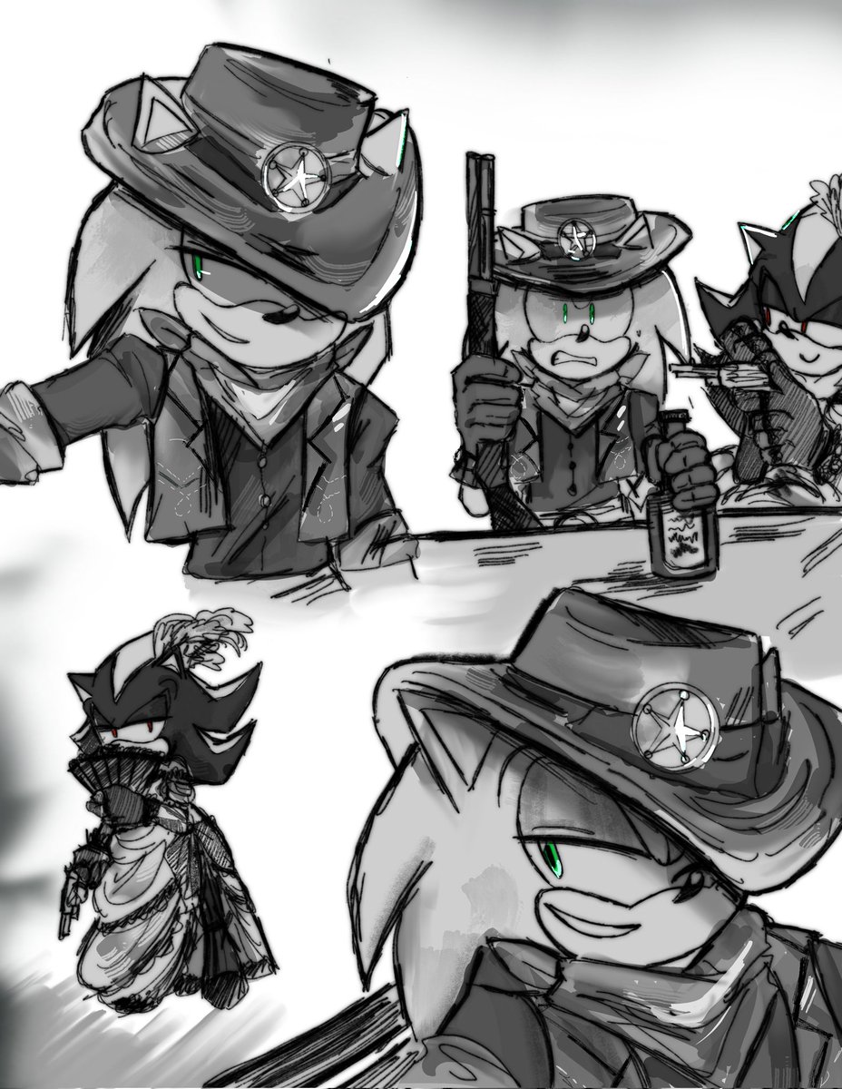 Cowboy and saloon dancer #sonadow #SonicTheHedgehog #ShadowTheHedgehog