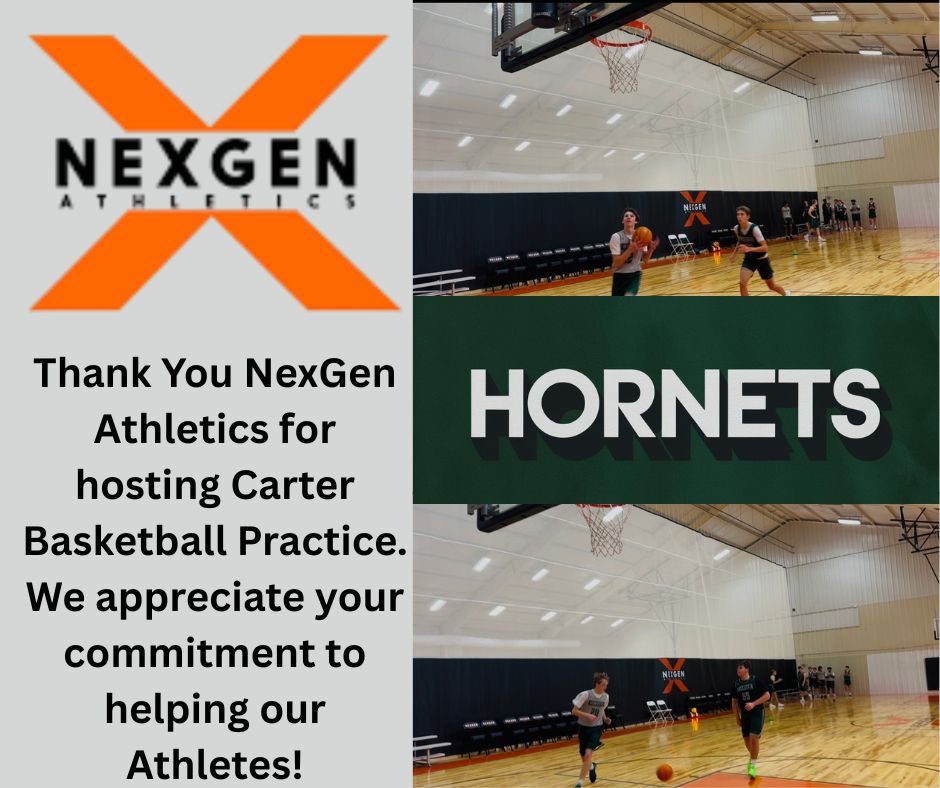 Thank you NexGen Atheltics for allowing The Carter High Boys Basketball Team Practice in your facility while we had camp going on. We appreciate your willingness to help our athletes!