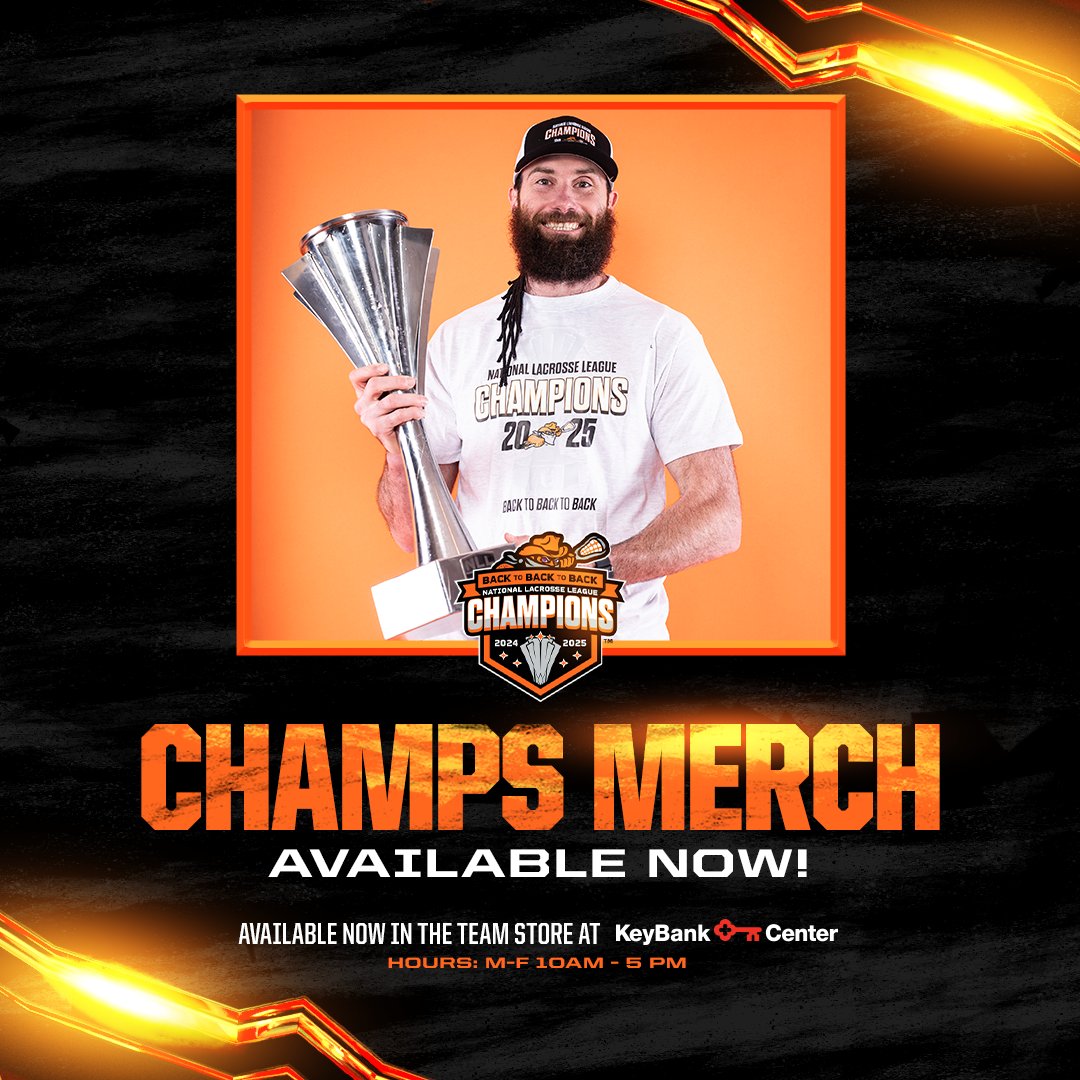 The Team Store is restocked with official Buffalo Bandits 2025 NLL Champions shirts and hats! 🏆

Merch will be available while supplies last at today's championship rally.