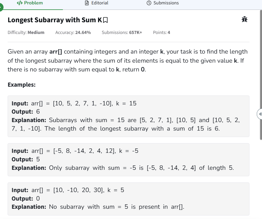 Shashank8839's tweet photo. 📍 Day 62 of #geekstreak2025 | #gfg160
🔥 Problem: Longest Subarray with Sum K
🧠 HashMap + Prefix Sum to the rescue! @geeksforgeeks  #javascript #subarraysum #prefixsum #hashmaplogic #dsa #interviewprep https://t.co/vQpqmJkAYt