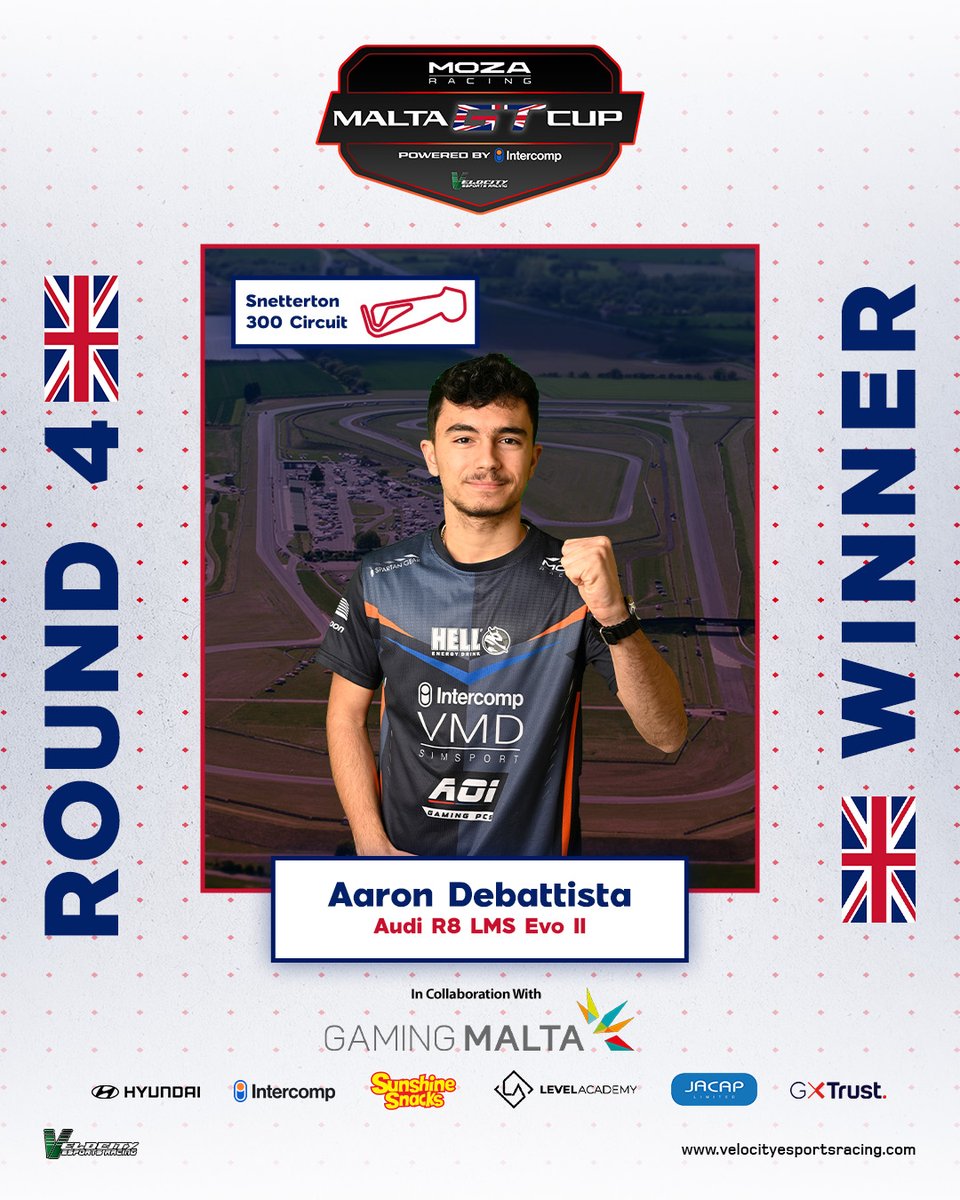 Velocity Esports Racing (@velocitymt) on Twitter photo Aaron Debattista secures victory in a highly competitive race, increasing his lead in the Championship
Special thanks to our Tournament Sponsors:
GamingMalta | Hyundai Malta | Intercomp Malta | Sunshine Snacks - Malta, Europe | Level Academy | JACAP Limited | Trust Gaming Aaron Debattista secures victory in a highly competitive race, increasing his lead in the Championship
Special thanks to our Tournament Sponsors:
GamingMalta | Hyundai Malta | Intercomp Malta | Sunshine Snacks - Malta, Europe | Level Academy | JACAP Limited | Trust Gaming
