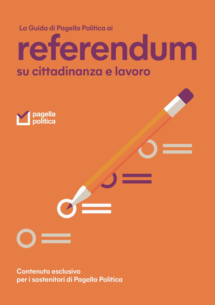 🗳️ A giugno si vota per cinque referendum abrogativi: uno sulla cittadinanza e gli altri sul lavoro. Ecco perché abbiamo dedicato a questo tema la nostra nuova Guida.

Sostienici per riceverla. Il primo mese di membership è gratuito: bit.ly/Pagella-Guida-…