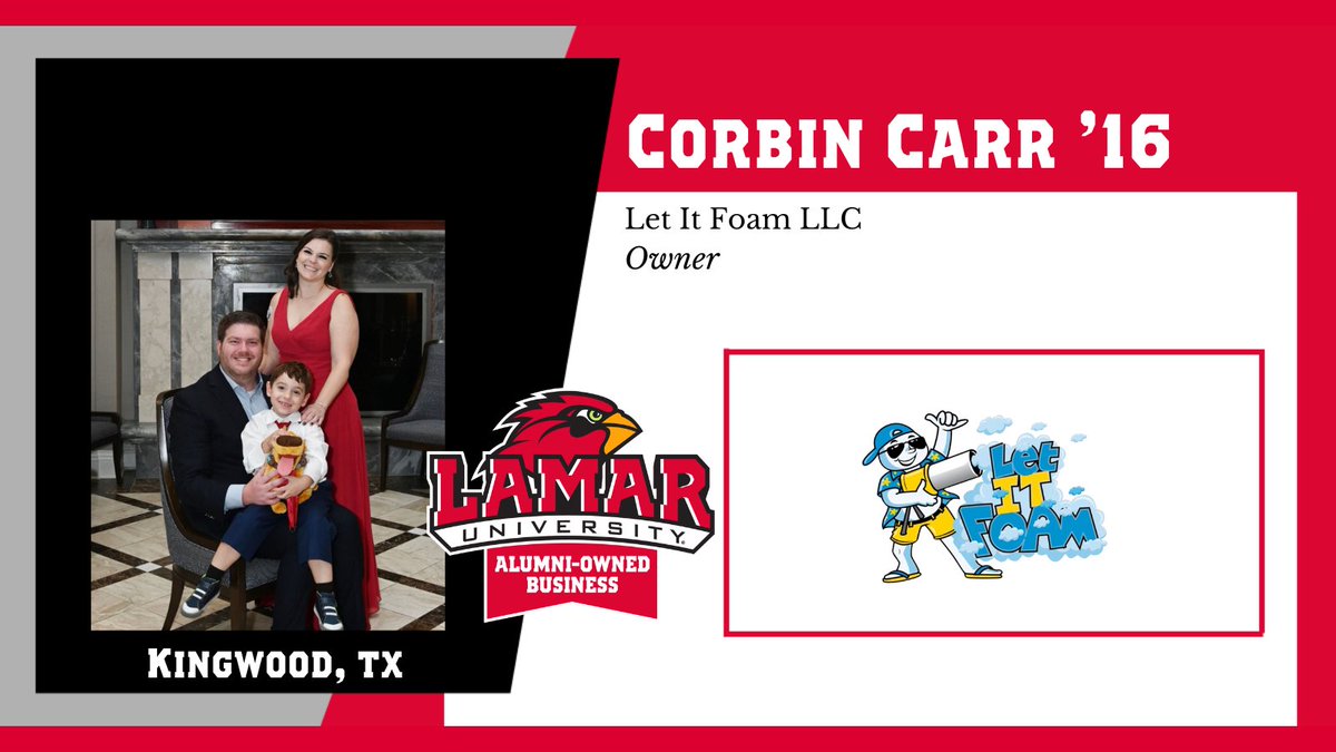 Meet Corbin Carr '16. He is the Owner of Let It Foam LLC in Kingwood, TX. Let It Foam is a foam party entertainment company that brings an exciting and unique way to celebrate events! letitfoam.com