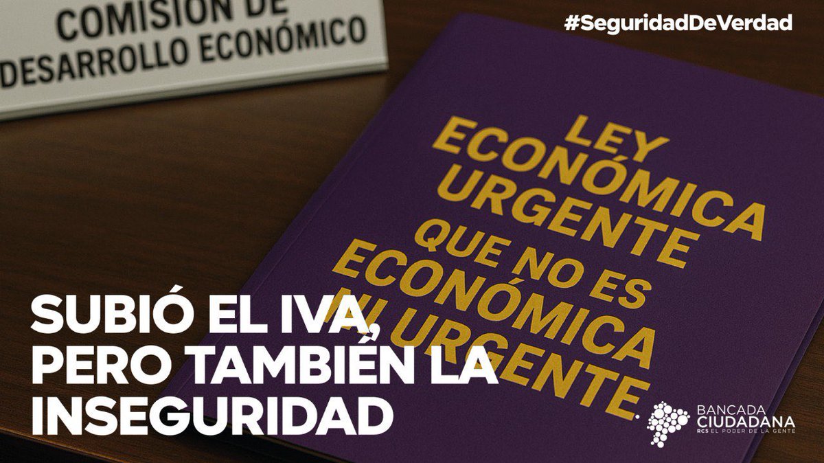 📉 #SeguridadDeVerdad| Esta “ley económica urgente” no tiene ni una sola medida económica real.
En 2024 dijeron que subir el IVA traería seguridad, hoy la violencia es peor.
El problema no es la falta de leyes, es la falta de capacidad.
#BancadaCiudadanaPropone otro camino.