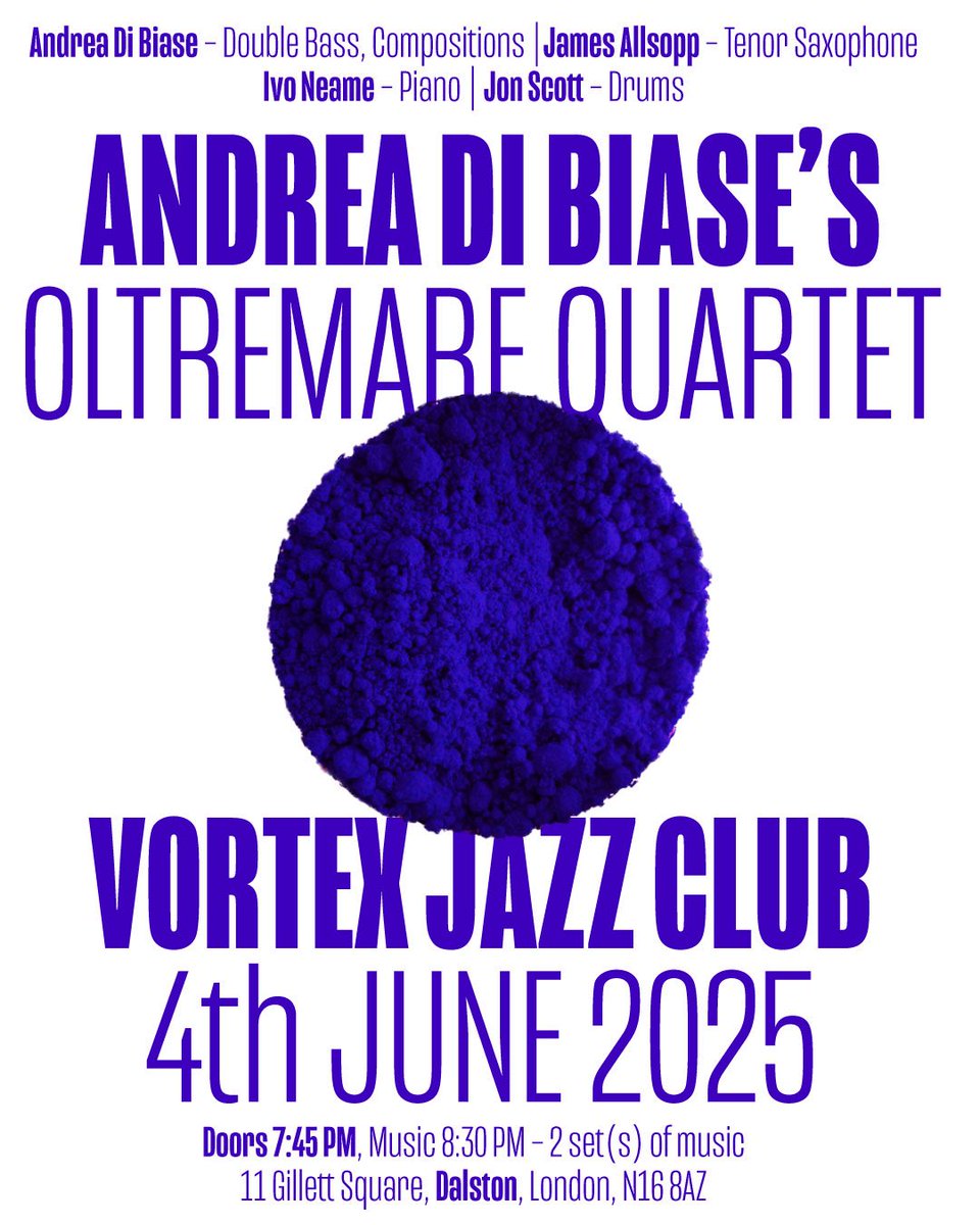 Come next Wednesday <a href="/vortexjazz/">Vortex Jazz Club</a> for this special night of my music featuring the amazing James Allsopp, <a href="/Ivoneame/">Ivo Neame</a> and <a href="/jonscottdrums/">Jon Scott</a> Book here! vortexjazz.co.uk/event/oltremar…