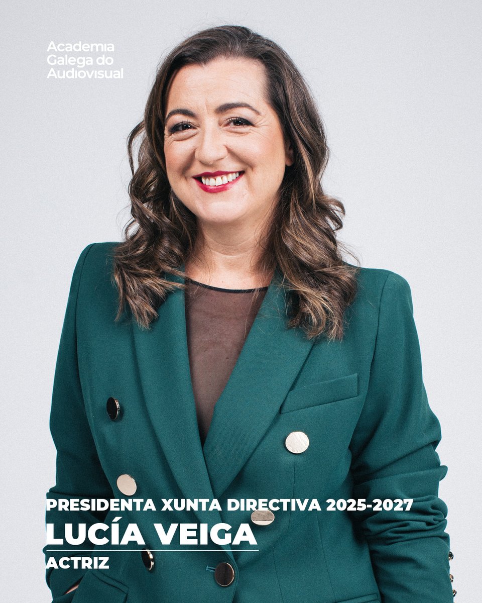 AcademiaGalegaA's tweet photo. A Academia Galega do Audiovisual presenta nova xunta directiva: 

A actriz Lucía Veiga é a nova presidenta da Academia, converténdose na terceira muller en ocupar o cargo. Estará acompañada dunha xunta directiva renovada e con ampla representación feminina. https://t.co/eliJtLZQf6