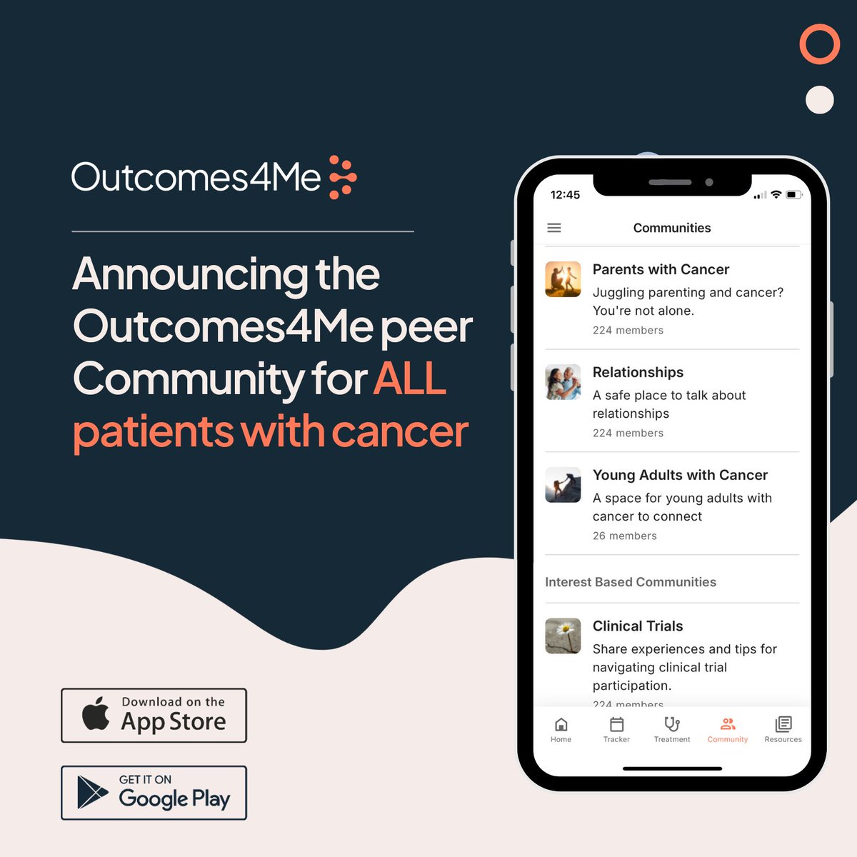 outcomes4me's tweet image. 📣 Exciting update! All patients can now access an Outcomes4Me peer Community, designed to foster connection & support for anyone facing #cancer. Download the Outcomes4Me app today & join the conversation: bit.ly/44iMob9
#cancercare #patientempowerment