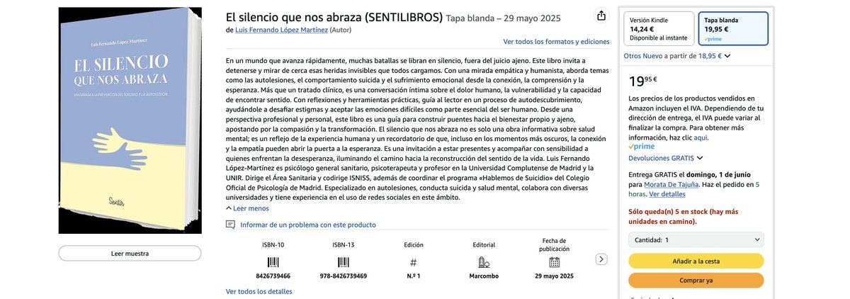 Hoy me emociona compartir que "El silencio que nos abraza" ya está disponible, y en tan solo un día desde su publicación ha comenzado a llegar a librerías de todo el país. 

Este libro, editado con el cuidado y el compromiso de la EDITORIAL SENTIR, hay sale a la luz. GRACIAS
