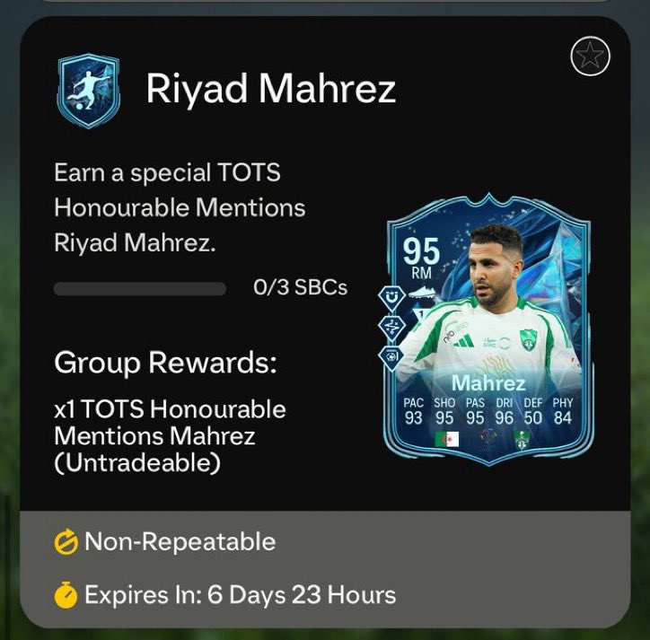 🚨🚨🚨🚨🚨🚨🚨🚨 

- رياض محرز و انسيني توفرو في التحديات الان ✅
- رياض محرز 🇩🇿 يطلب ريت 88 - 87 - 86 
- انسيني 🇮🇹 يطلب ريت 87 - 85 - 85 - 84