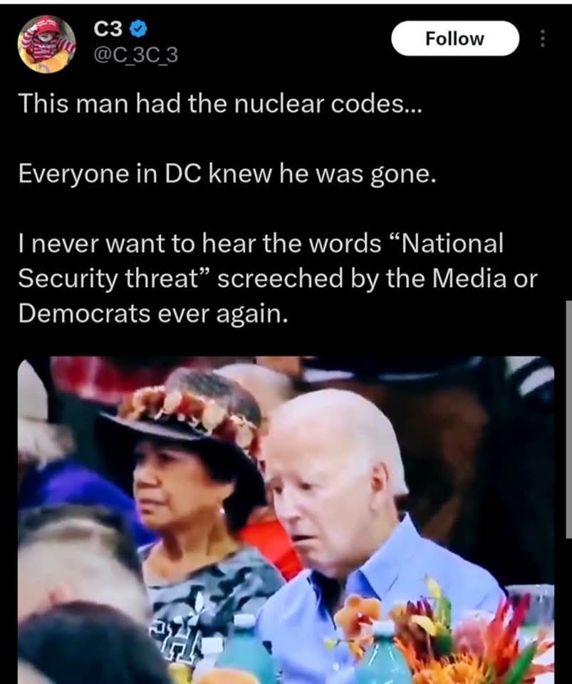 Nailed it. Joe Biden was a disgrace and a puppet for the deep state. 

They committed treason by failing to secure our border and allowing an illegal invasion. 

Deportations by President Trump. That's what I voted for. 

Credit post:<a href="/C_3C_3/">C3</a>