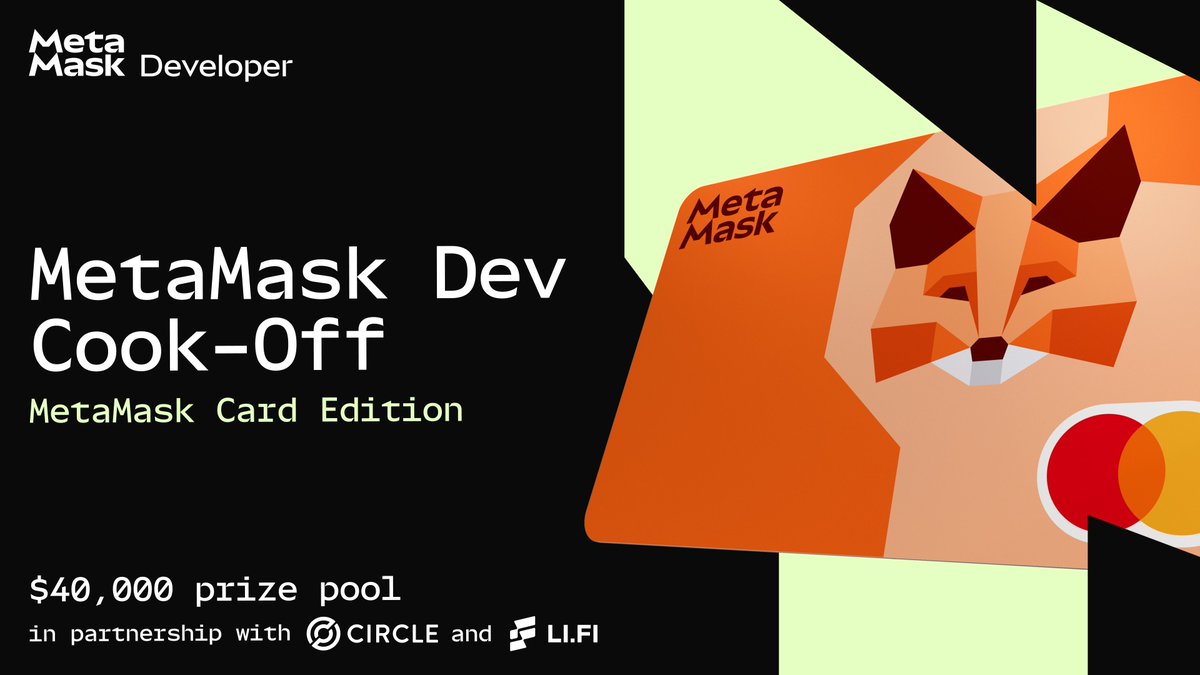 MetaMask Developer (@metamaskdev) on Twitter photo We’re hosting a special livestream on Tuesday with <a href="/MetaMask/">MetaMask.eth 🦊</a>, @Circle, and <a href="/lifiprotocol/">LI.FI</a> teams to unpack everything you need to know about building for the hackathon. 🤝
Get the inside scoop on the <a href="/MetaMask/">MetaMask.eth 🦊</a> Card, learn how to use partner tools like USDC, CCTP v2, and LiFi SDK, We’re hosting a special livestream on Tuesday with <a href="/MetaMask/">MetaMask.eth 🦊</a>, @Circle, and <a href="/lifiprotocol/">LI.FI</a> teams to unpack everything you need to know about building for the hackathon. 🤝
Get the inside scoop on the <a href="/MetaMask/">MetaMask.eth 🦊</a> Card, learn how to use partner tools like USDC, CCTP v2, and LiFi SDK,