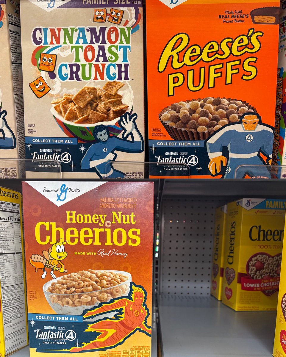 Found all four of the @fantasticfour cereal tie-ins at the grocery store. @marvelstudios @marvel #fantasticfour