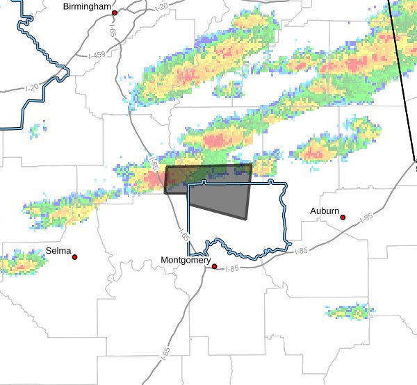 SEVERE THUNDERSTORM WARNING FOR ELMORE COUNTY UNTIL 12:30 PM 

New event. Severe Thunderstorm Warning from 5/30/2025 12:04 PM to 12:30 PM CDT for Elmore County, AL. inws.ncep.noaa.gov/a/a.php?i=1149…