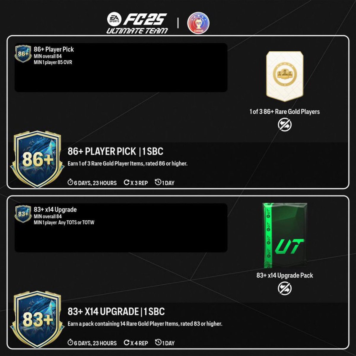 🚨🚨🚨🚨🚨🚨🚨🚨 

- ترقيتين جديدة توفرت الآن ✅
- ترقية اختياري +86 وتطلب ريت 84
- ترقية 14 لاعب +83 وتطلب ريت 84