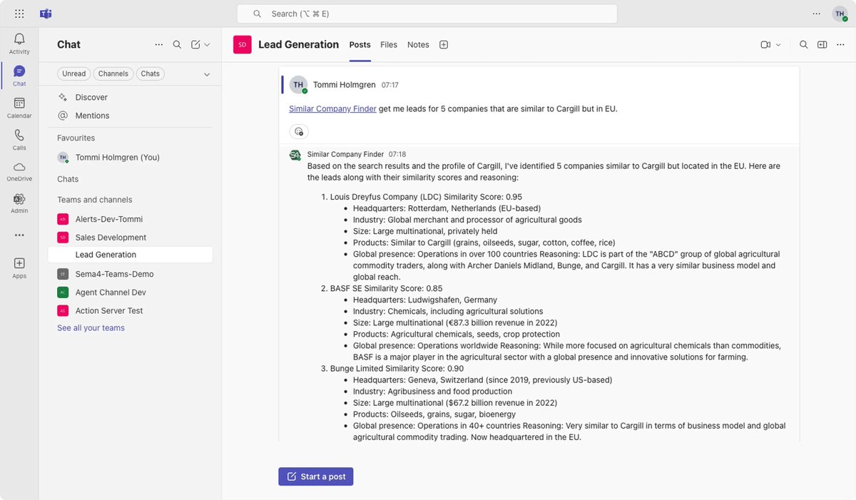 Bring AI agents into Microsoft Teams with Sema4.ai.
Deploy agents via Control Room, interact using mentions, and manage access with ease, all inside your workflow.

Boost productivity without switching tools.
Learn more: sema4.ai/docs/channels/…
#AIAgents #Sema4AI