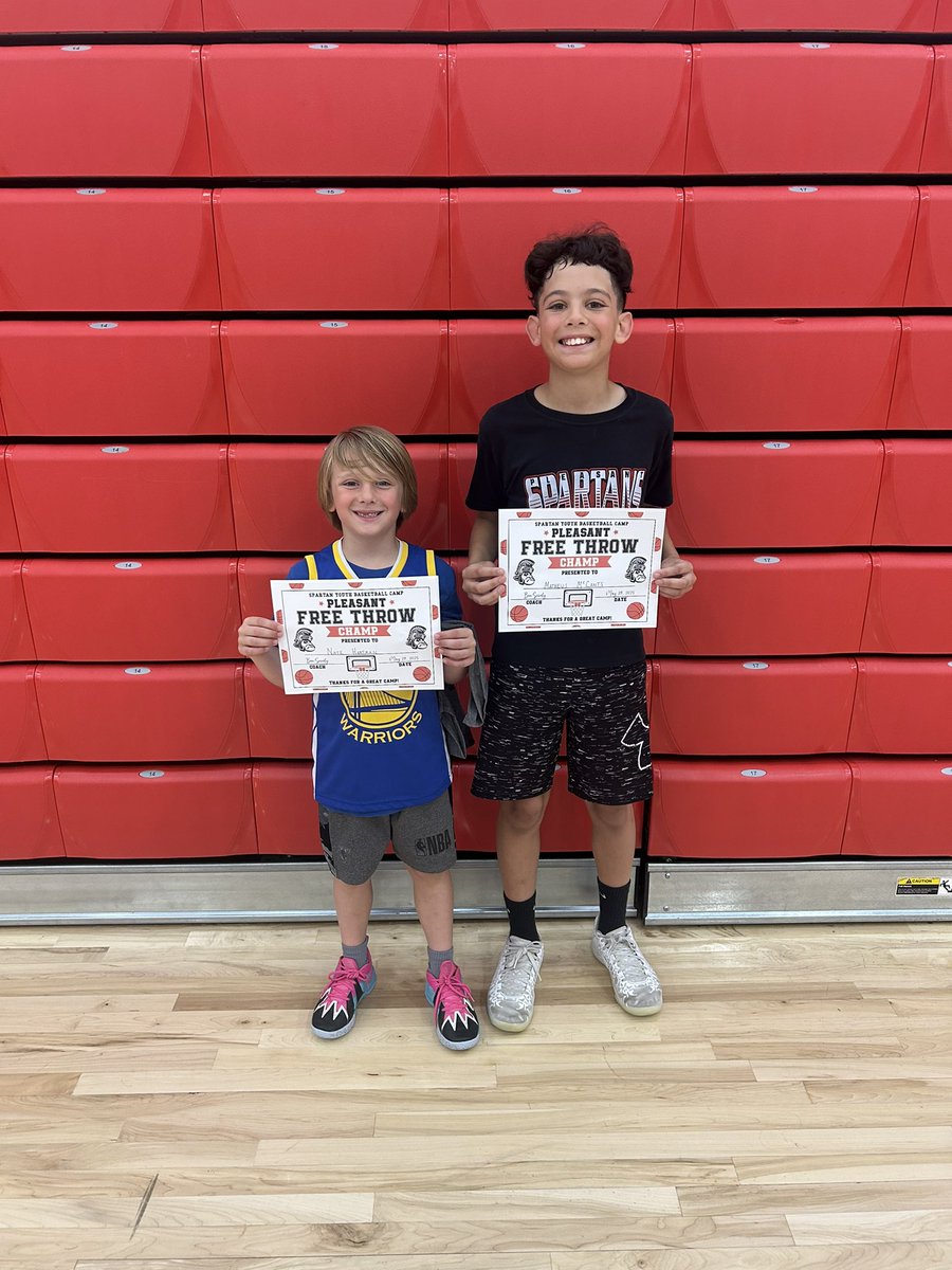 Pleasant Local Athletics (@pls_spartans) on Twitter photo Pleasant Youth Camp Free Throw Champs:
3rd/4th Nate Hartman
5th/6th Matheus McCants
<a href="/pleasantlocal/">Pleasant Local</a> Pleasant Youth Camp Free Throw Champs:
3rd/4th Nate Hartman
5th/6th Matheus McCants
<a href="/pleasantlocal/">Pleasant Local</a>