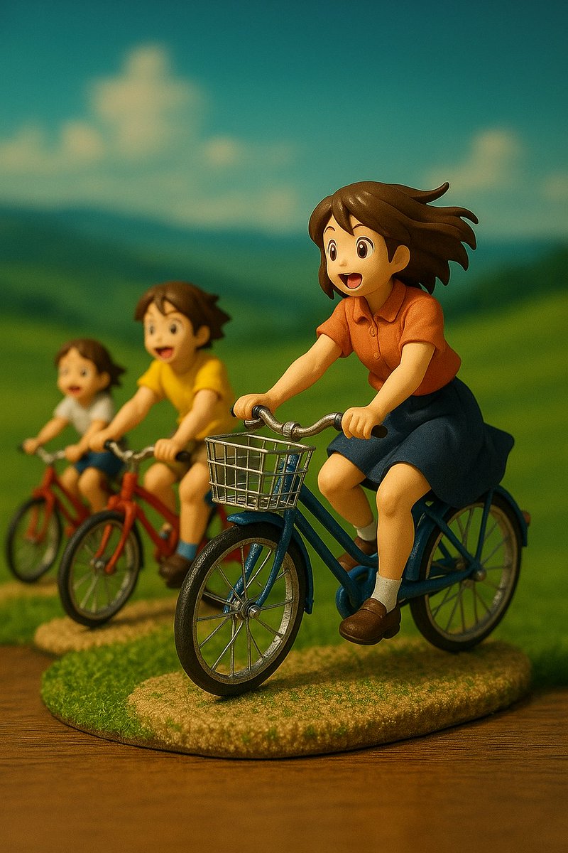 WasabiVaio's tweet image. #AIイラスト #Framepack #FramePackVideo2LoopVideo 

[ 子供達が草原で自転車に乗っている。競争している ]