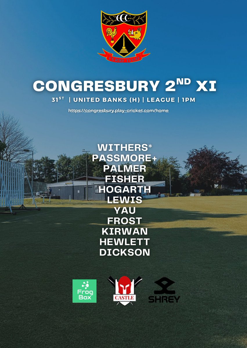🏏 How our senior teams take the field tomorrow!

🔴 The 2nd XI entertain United Banks whilst the 1st XI visit Golden Hill.

🤞🏻Important games for both so come and show your support!

🔴⚫️🔴⚫️ #OneCong