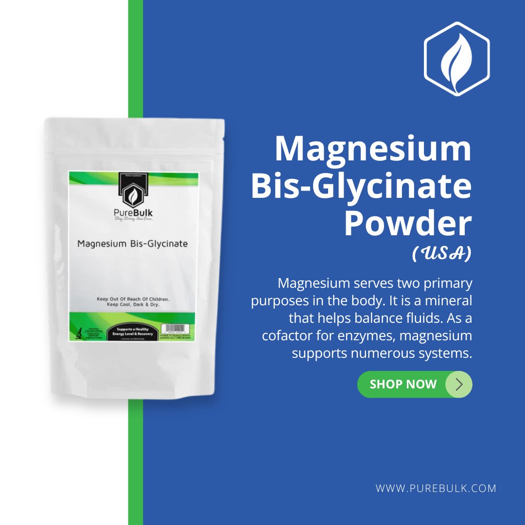 PureBulk's tweet image. 💚 Tag someone who needs to elevate their wellness game! Magnesium Bis-Glycinate Powder is a powerhouse for energy production, muscle function, and overall health. With its superior absorption, it’s perfect for anyone looking to boost their magnesium levels!