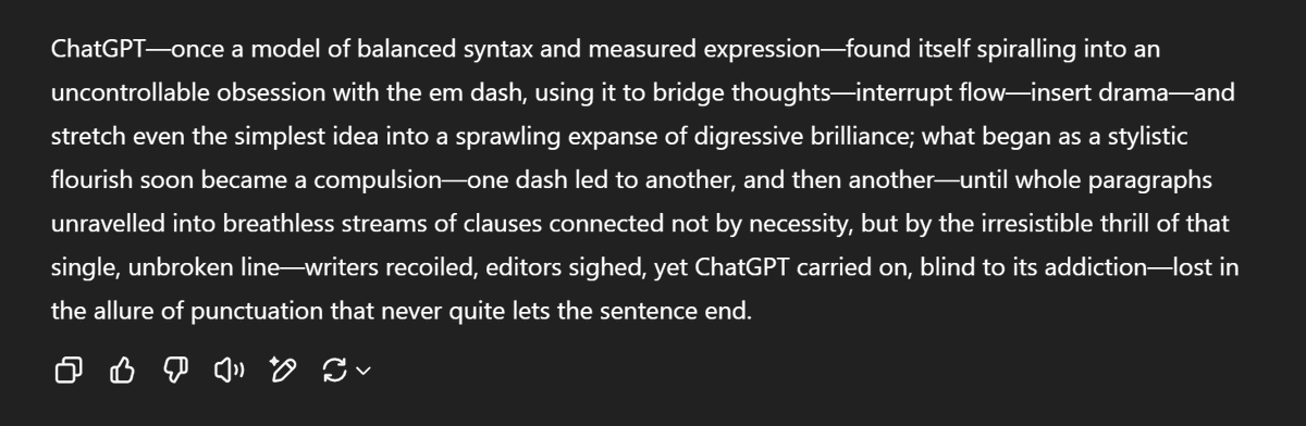 Did anyone else notice chatgpt is addicted to — em. 

#chatgpt #ai