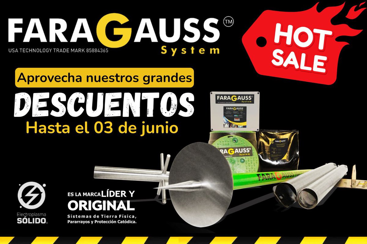 FaragaussMx's tweet image. Aprovecha el #HotSale de #Faragauss tenemos las mejores soluciones en #Pararrayos #TierrasFísicas y #ProtecciónCatódica
contacto@faragauss.mx