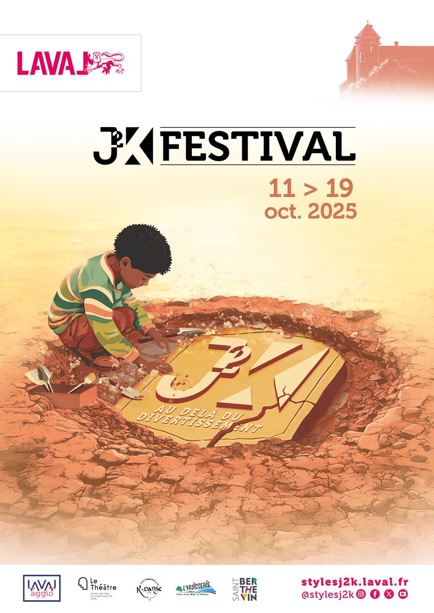 Le #festivalj2k <a href="/Laval_la_Ville/">Laval la Ville</a> c’est plus qu’un évènement : c’est une empreinte🛡️Rendez-Vous du 11 au 19 octobre pour vivre la 15e édition à #Laval <a href="/LavalAgglo/">LavalAgglo</a> Bravo 👏<a href="/fabbyWaostudio/">Fabby-Waostudio</a> pour cette nouvelle magnifique illustration Restez connectés la suite arrive bientôt 🤎 #laval