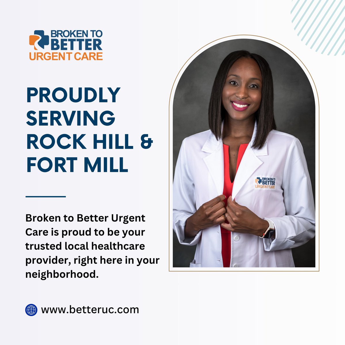 BrokenToBetter's tweet photo. We are more than just a clinic — we are part of the Rock Hill and Fort Mill communities. 

📍 Rock Hill: 735 Cherry Road
📍 Fort Mill: 2351 Len Patterson Rd, Ste 106
🌐 https://t.co/pOqDGTNVNz

#BetterToBetter #RockHillSC #FortMillSC #UrgentCare #LocalCare #WalkInClinic https://t.co/94SzjEFvQf