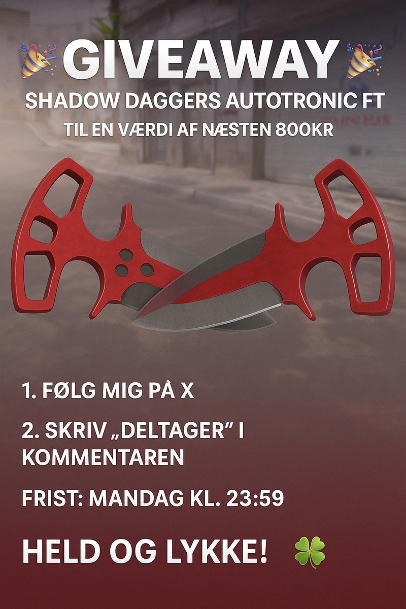 TheCS2Trader's tweet photo. Så er første giveaway på X igang

Det eneste du skal gøre er at følge mig! Billedet siger resten

#CS2TradingDK https://t.co/G98PSbEfpV