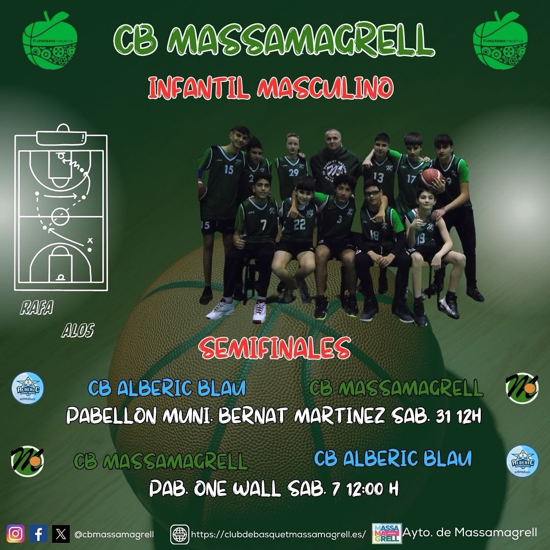 SEMIFINALES‼️

Nuestro Infantil M buscará el billete a la final a doble partido contra Alberic. La ida, se juega mañana en su casa pero el sábado 7 de Junio, TODOS AL ONE WALL a animar a nuestro equipo!! Suerte para mañana!!