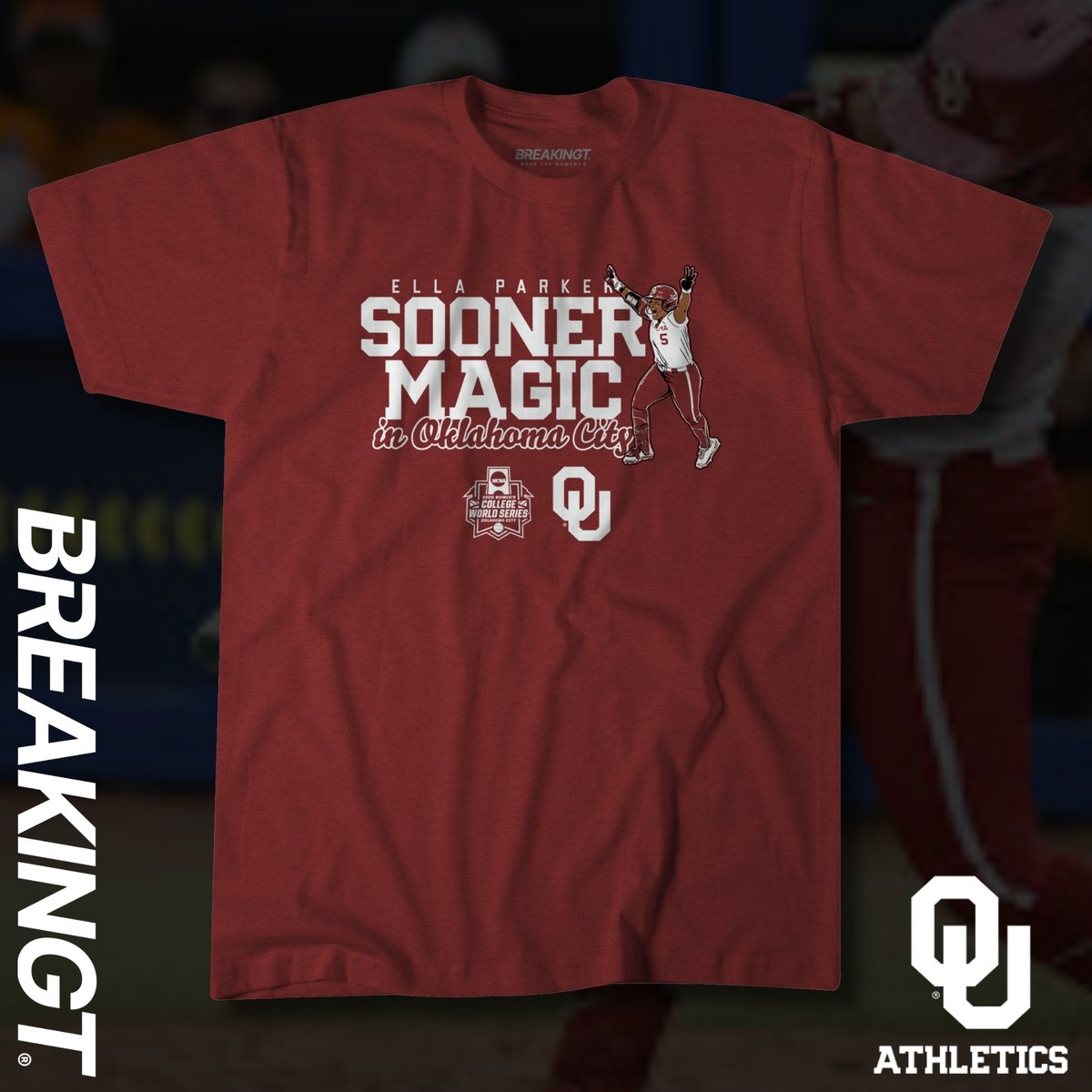 BreakingT's tweet image. Ella Parker. Sooner Magic. That is all.

Now available -&amp;gt; BreakingT.com/SoonerMagic

#Oklahoma #Sooners #OU #OklahomaSooners #SoonersSoftball #WCWS
