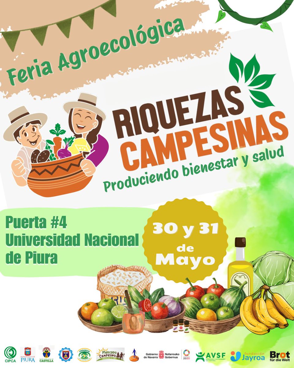 CIPCAPIURAPERU's tweet image. 📷 Hoy viernes 30 y sábado 31 de mayo, estamos todos y todas invitados a la “𝐅𝐞𝐫𝐢𝐚 𝐀𝐠𝐫𝐨𝐞𝐜𝐨𝐥𝐨́𝐠𝐢𝐜𝐚 𝐑𝐢𝐪𝐮𝐞𝐳𝐚𝐬 𝐂𝐚𝐦𝐩𝐞𝐬𝐢𝐧𝐚𝐬”, en 📷 la puerta 04 de la 𝐔𝐧𝐢𝐯𝐞𝐫𝐬𝐢𝐝𝐚𝐝 𝐍𝐚𝐜𝐢𝐨𝐧𝐚𝐥 𝐝𝐞 𝐏𝐢𝐮𝐫𝐚. 👉𝗧𝗲 𝗲𝘀𝗽𝗲𝗿𝗮𝗺𝗼𝘀.