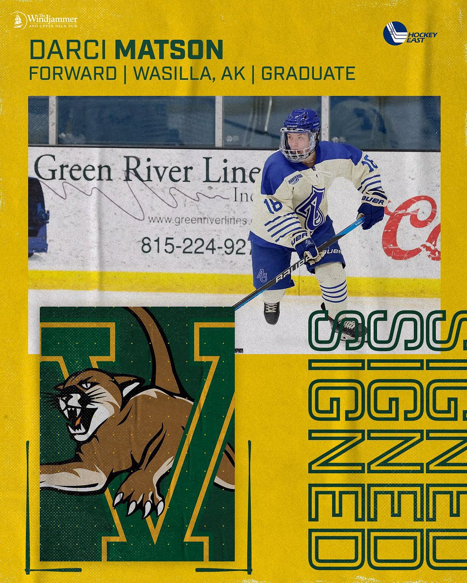 𝐒𝐈𝐆𝐍𝐄𝐃 ✍🏼

Welcome to Catamount Country, Darci Matson ‼️

Matson, an AHCA All-American, played three seasons at Aurora University, scoring 141 points on 73 goals and 68 assists in 77 total games played. 
#802Hockey #LetsRally