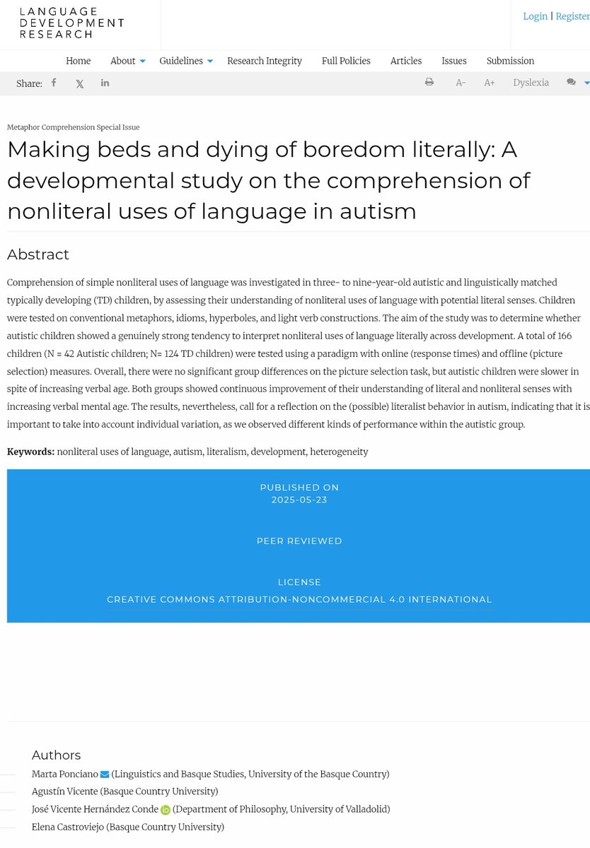 New paper at Language Development Research by #HiTT and #LindyLab- ers Marta Ponciano, Agustín Vicente, José Vicente Hernández Conde and
Elena Castroviejo (EHU &amp; U.Valladolid) available here 📑⬇️  ldr.lps.library.cmu.edu/article/id/826/