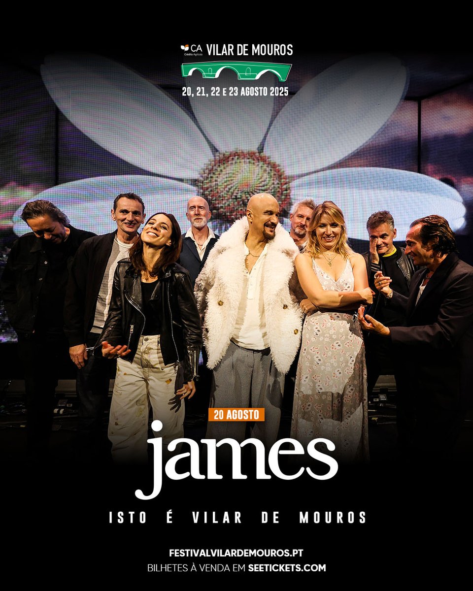 🇵🇹 Junte-se à banda na quarta-feira, 20 de agosto, para o concerto principal em Vilar de Mouros, no norte de Portugal. Bilhetes disponíveis agora: linktr.ee/jamesisnotaper… NBL x

#JamesLive2025 #SummerTour #VilardeMouros