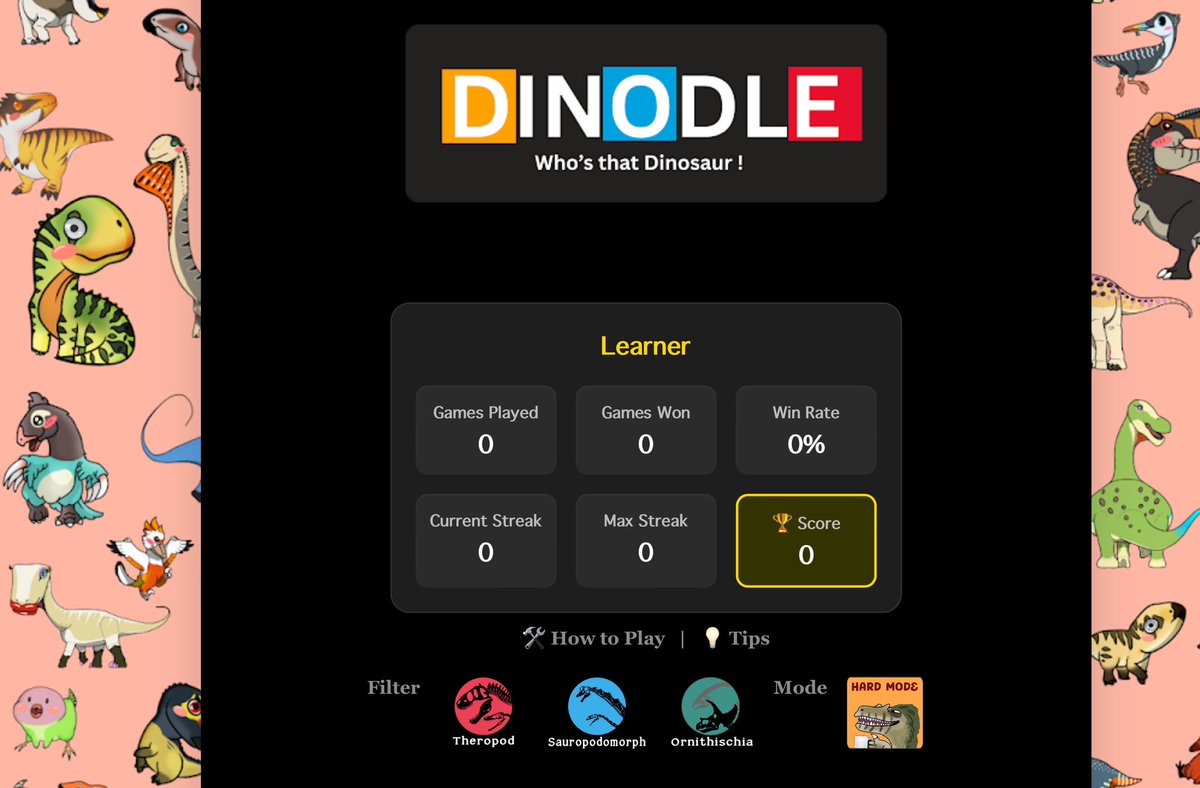 Dinodle! A little game that I also help with some list of dinosaurs, it’s a fun exercise game of dinosaur name guessing, come and have a try!  

#dinosaur