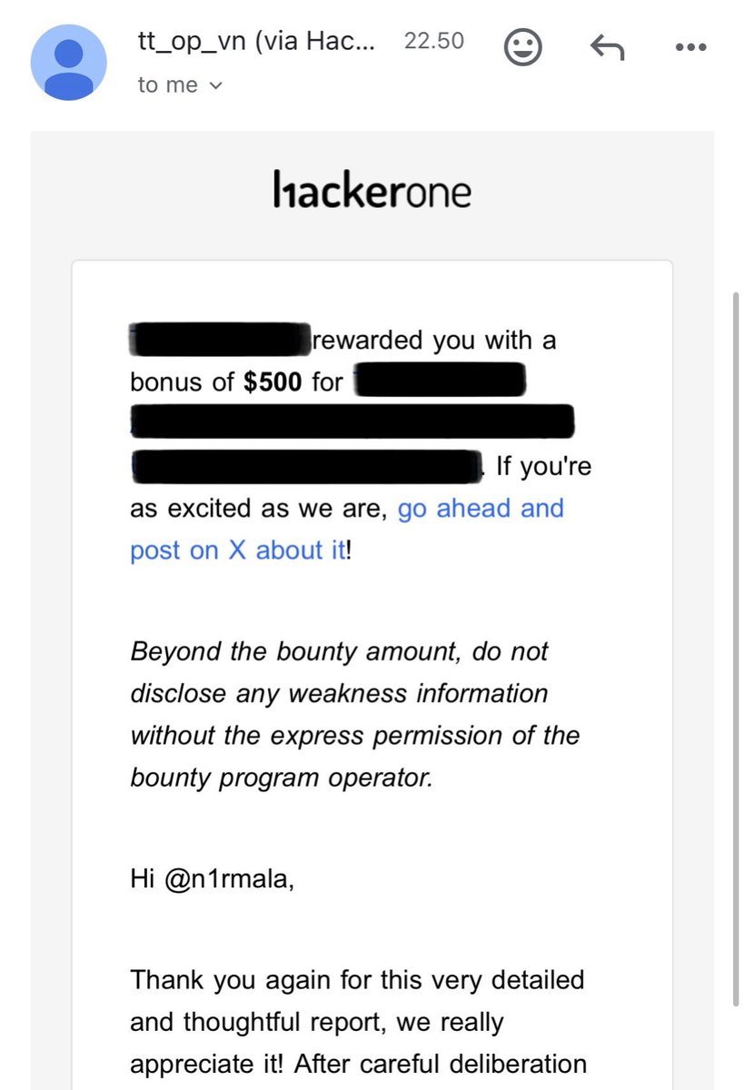 w_n1rmala's tweet image. no fancy degree. no secret shortcut.
just hours of learning, testing, failing, and trying again.

#bugbounty #hackerone