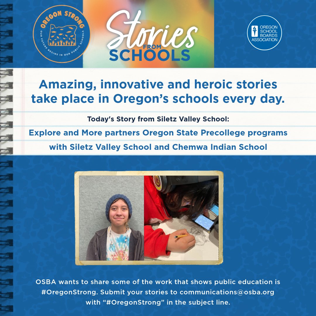 Today we have a story from Siletz Valley School:
Explore and More partners Oregon State Precollege programs with Siletz Valley School and Chemwa Indian School

Read more: sites.google.com/view/explorean…

#OregonStrong #oregon #publiceducation #studentsuccess #educationmatters