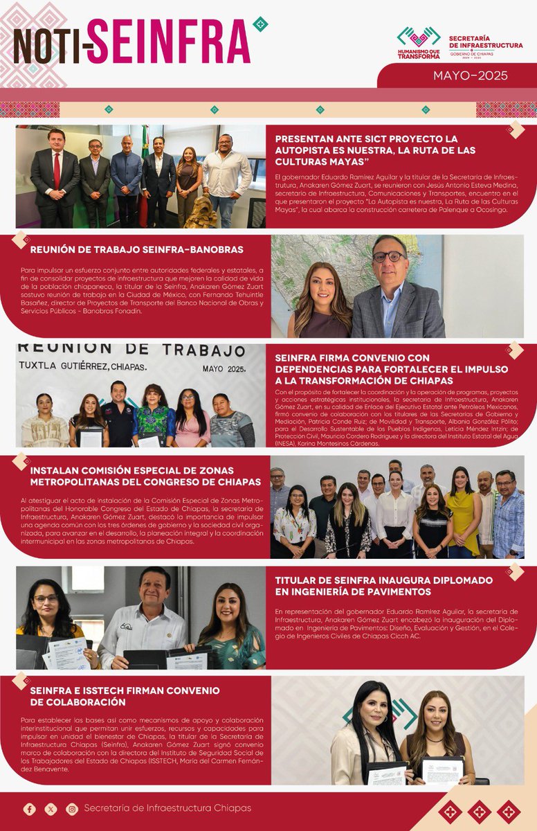 Te compartimos algunas de las acciones más importantes realizadas en los últimos días en la Secretaría de Infraestructura Chiapas.

#NotiSeinfra
#Seinfra
#nuevaeradelnfraestructura
#HumanismoQueTransforma
#planchiapasbalam