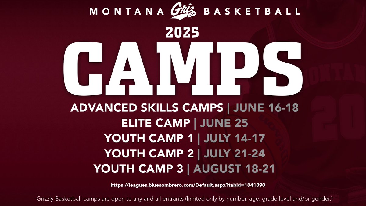 𝑻𝑰𝑴𝑬 𝑰𝑺 𝑹𝑼𝑵𝑵𝑰𝑵𝑮 𝑶𝑼𝑻 ⏱️

Don't miss the chance to come to summer camp with the Big Sky Champs 🏆

🔗 bit.ly/43s3aCw 

#GrizHoops | #GoGriz