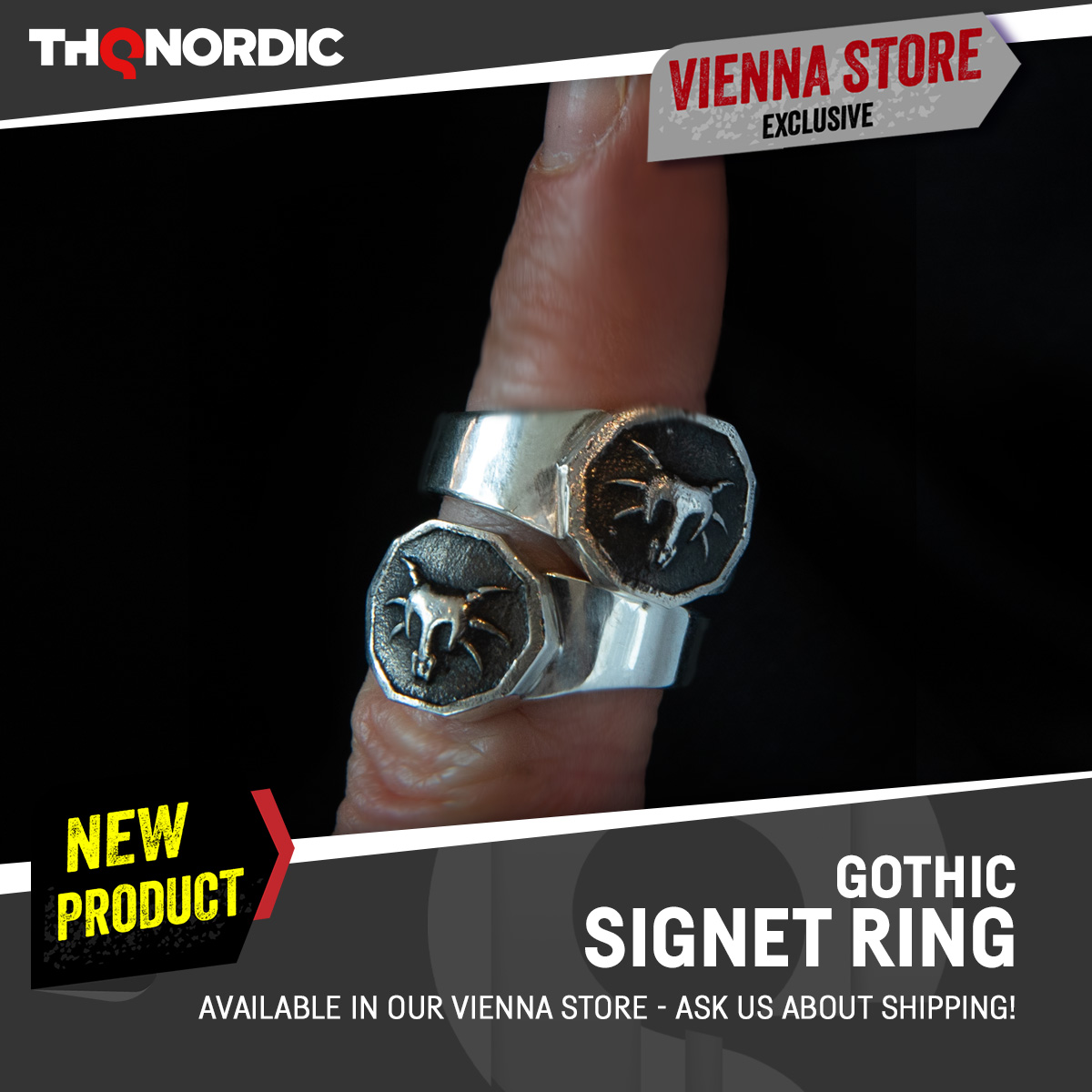THQNordicStores's tweet image. Gothic Signate Ring
A new, precious trinket! The world of gothic cast into the shape of a signate ring worthy of the most elite warriors.
This limited edition silver jewelry is available exclusively in our Vienna Store - ask us about shipping!