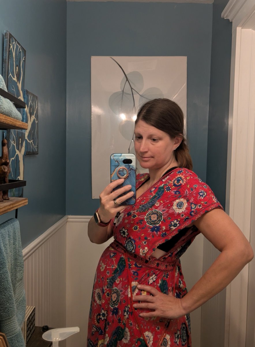 The bump is bumping at 28 weeks! Grateful every day to be pregnant, even though this journey is high risk. Baby has a velamentous cord insertion, which raises the risk of IUGR. Trying to stay hopeful and grounded through it all. 💙 #HighRiskPregnancy #28Weeks