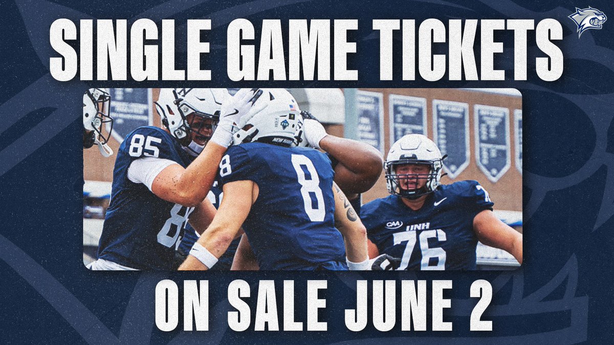 🚨TICKET ALERT🚨

Single game tickets &amp; parking for all five home games in the 2025 season -- including Homecoming and Family Weekend -- go on sale June 2 at 10 AM.

Press release ➡️ tinyurl.com/nh7w5h2
Tix home page ➡️ usnh.evenue.net/list/UNHFB

#BuiltEachDay