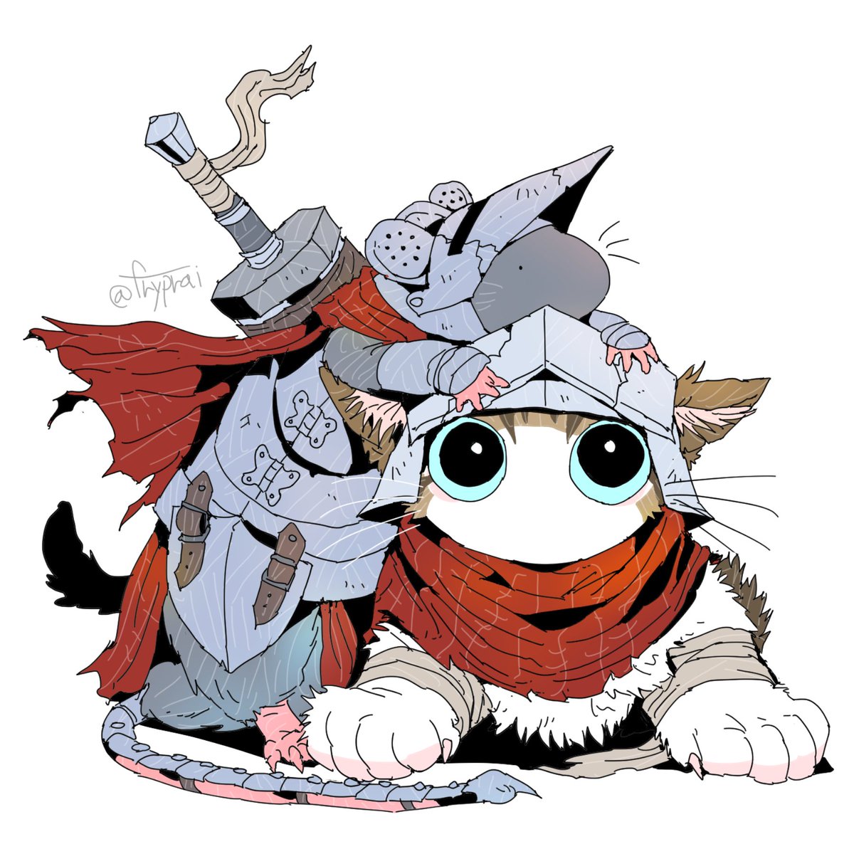 fryprai's tweet image. Rat and kitty Knights

#drawing