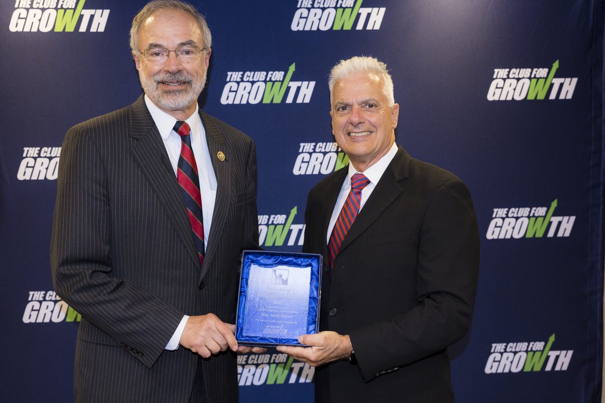 Club for Growth (@club4growth) on Twitter photo 🏆 Congratulations to <a href="/RepAndyHarrisMD/">Rep. Andy Harris, MD</a> — recognized by Club for Growth as a Defender of Economic Freedom!
This award is based on voting records presented by the @cfgFoundation’s 2024 Congressional Scorecard and honors those who consistently support pro-growth economic policies 🏆 Congratulations to <a href="/RepAndyHarrisMD/">Rep. Andy Harris, MD</a> — recognized by Club for Growth as a Defender of Economic Freedom!
This award is based on voting records presented by the @cfgFoundation’s 2024 Congressional Scorecard and honors those who consistently support pro-growth economic policies