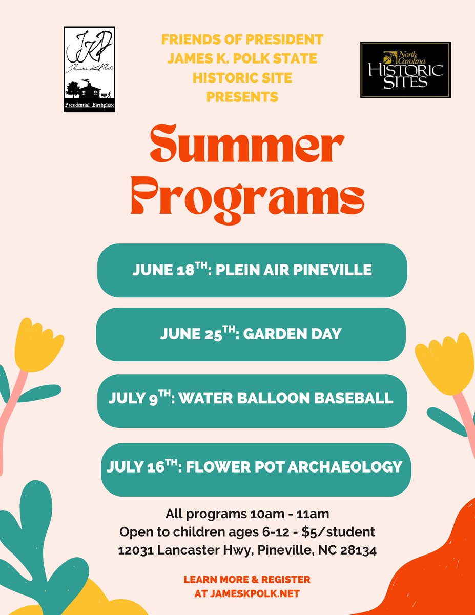SUMMER PROGRAMS ARE LIVE!!

The link to register is on our website at jameskpolk.net