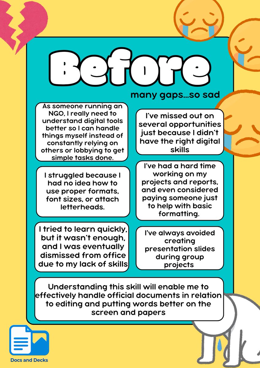 docsdecks's tweet image. They came to learn the basics.

They left confident, skilled and presentation-ready.

That’s the Cohort 1 effect.
Cohort 2 is coming 

#OfficeTraining #BeforeAfter #ExcelTips
#DnD #GapBridgers