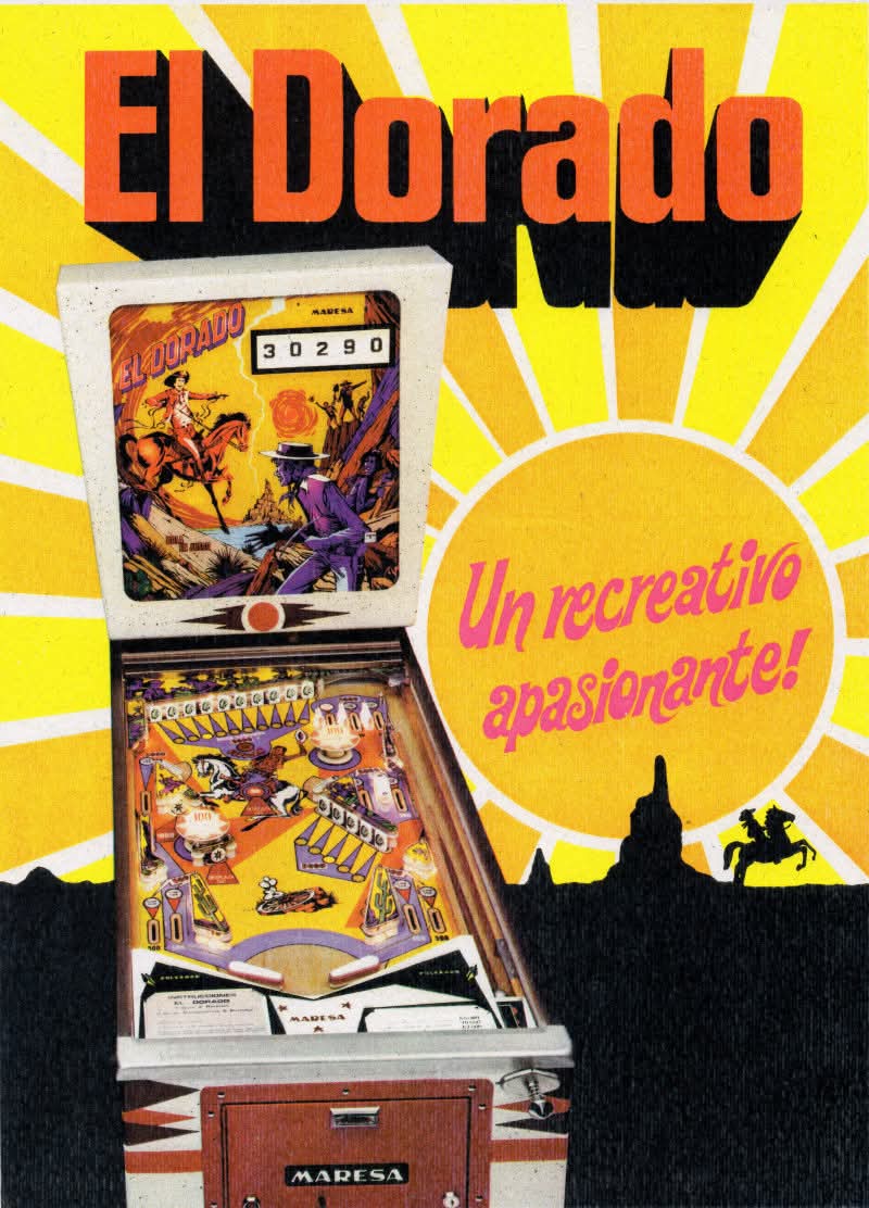 MuseoRecreativo's tweet image. Otra pieza del #MuseodelRecreativo. El #pinball #ElDorado.

Fabricado por #Maresa en 1976 y basado en el original de #Gottlieb de 1975. Cómo ocurría en ocasiones,  gracias a un acuerdo con la compañía americana, tuvo la licencia para crear la versión  &quot;made in #Spain&quot; 🤓