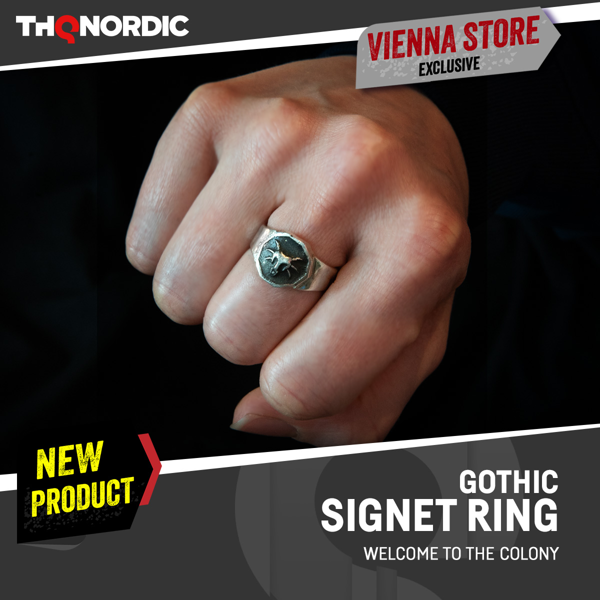 THQNordicStores's tweet image. Gothic Signate Ring
A new, precious trinket! The world of gothic cast into the shape of a signate ring worthy of the most elite warriors.
This limited edition silver jewelry is available exclusively in our Vienna Store - ask us about shipping!